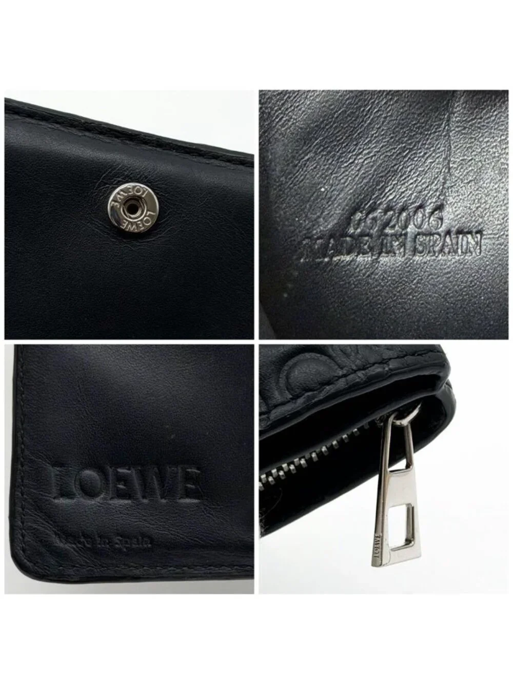 Loewe Repeat Anagram Bifold Black Compact Zip Mini Wallet